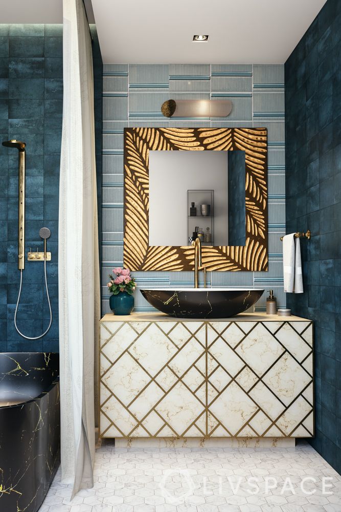 bathroom-colours-cobalt-blue-wall-tiles-golden-mirror