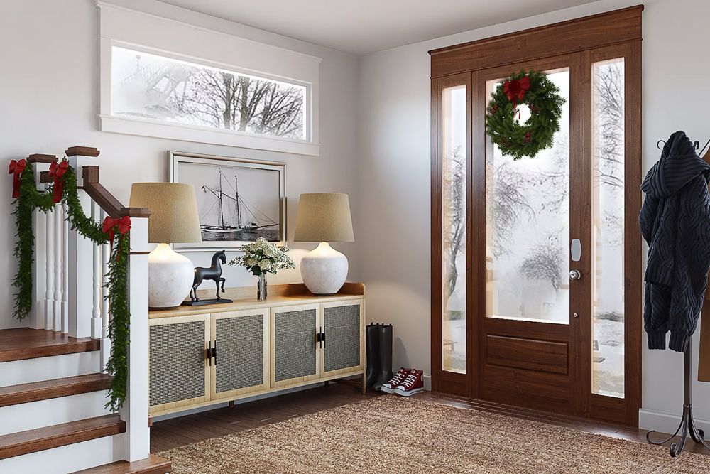 foyer-christmas-wreath-on-the-door
