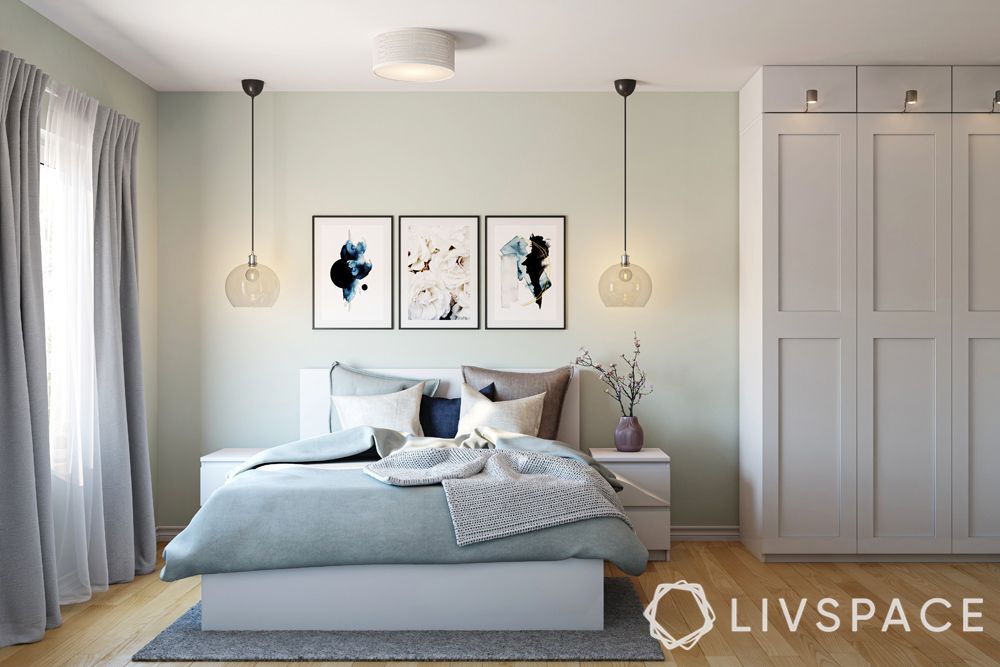 master-bedroom-design-with-pendant-lights-and-gallery-accent-wall