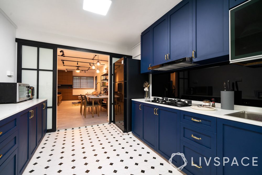 designs-of-kitchen-denim-cabinets-white-countertop-black-backsplash