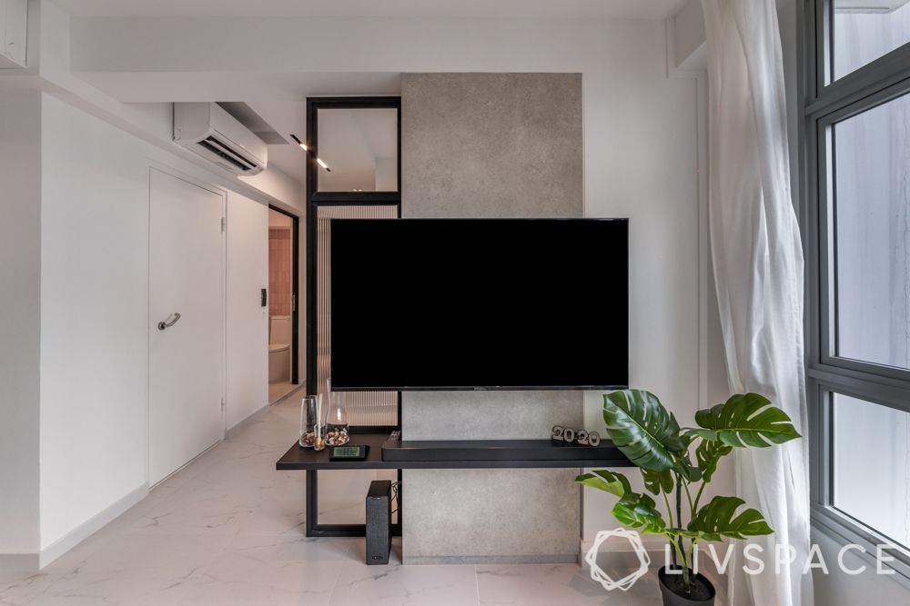 Wall partition with 2024 tv unit