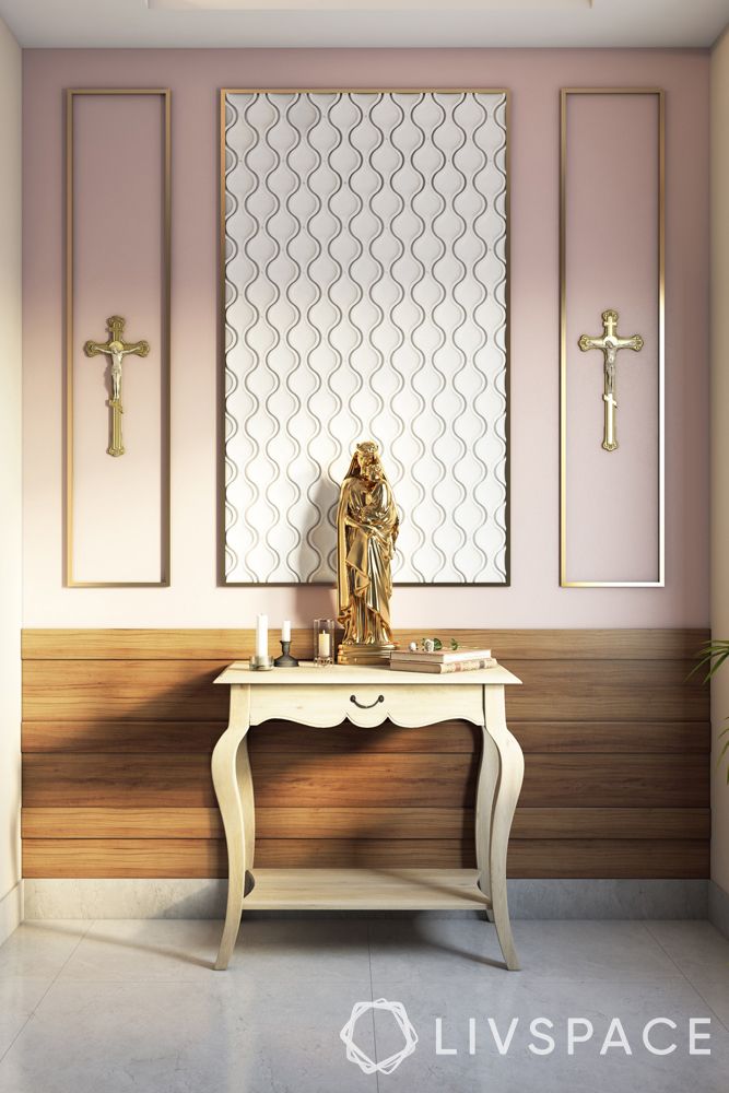 catholic-home-altars-console-table-metallic-wall-trims