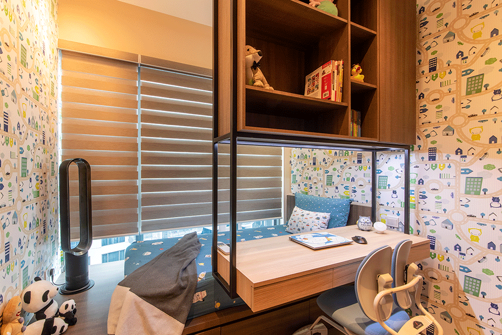 condo-renovations-kids-bedroom-study-table-blinds-lighting