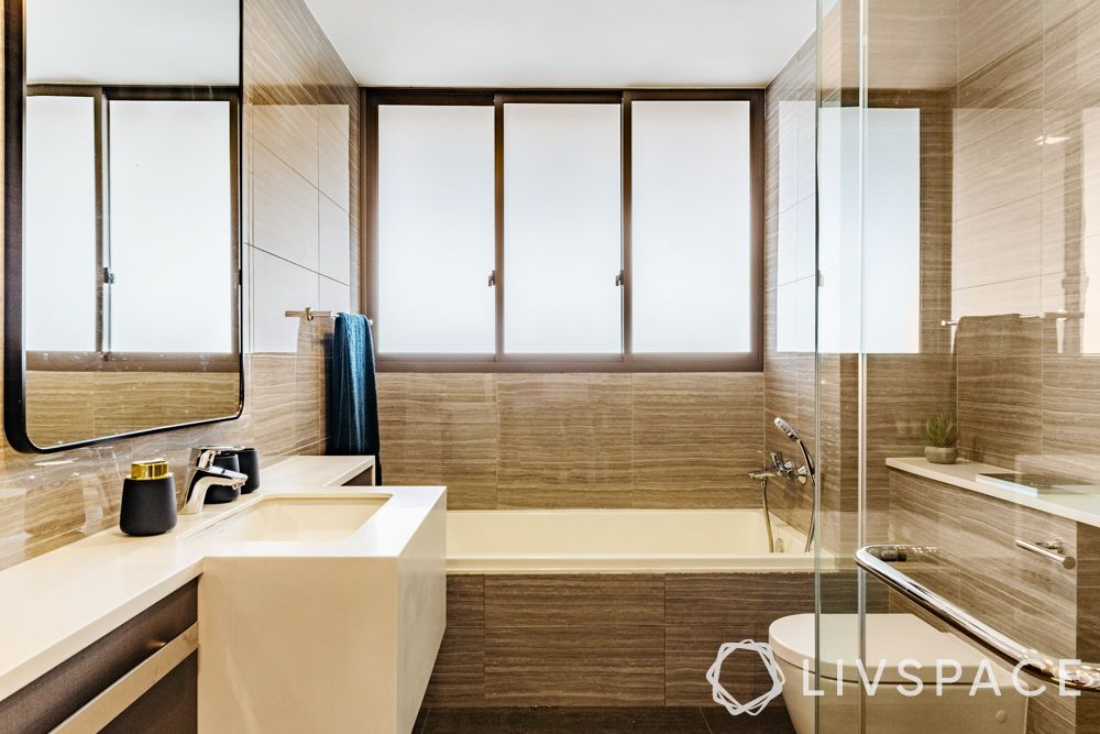 small toilet design – bath – rectangular mirror