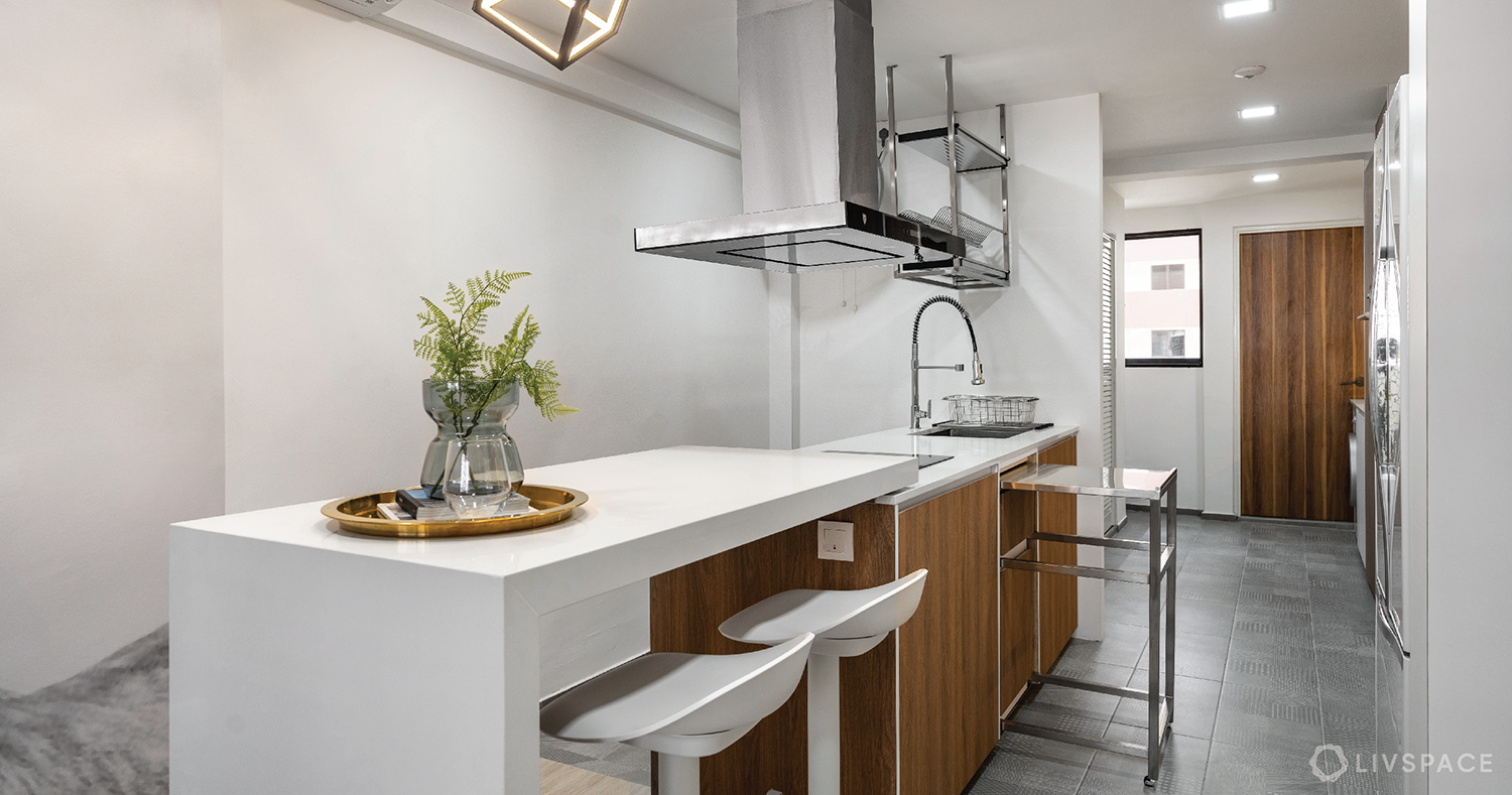 House & Home - Brass Cabinets & A Clever Mix Of Materials Stun In This  Condo Kitchen