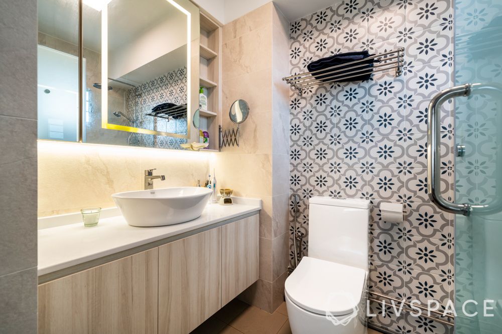 peranakan tiles-white toilet-white sink