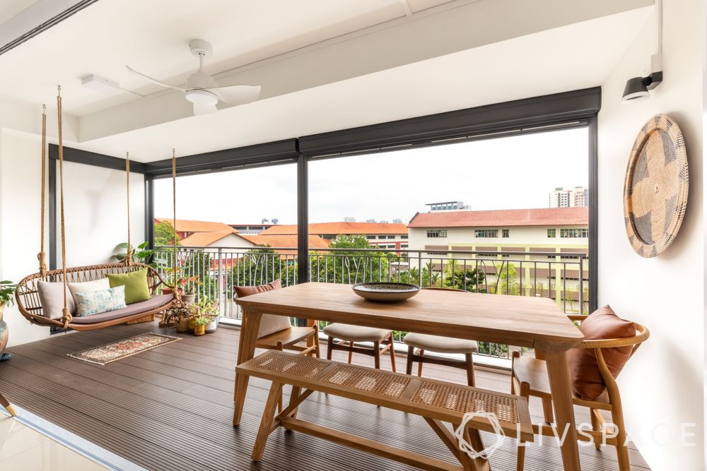 balconies-wooden-deck-dining-table-swing