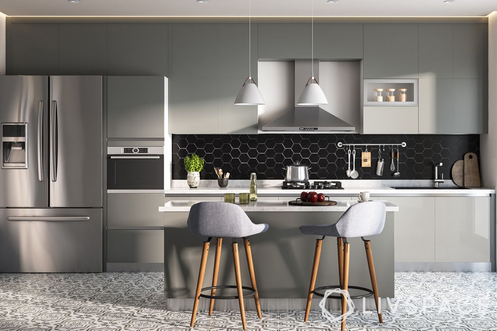 modern-kitchen-design-island-kitchen-steel-fridge-black-backsplash