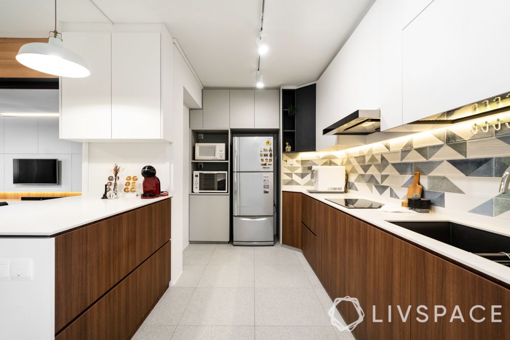 kitchen-renovation-singapore-white-countertop-mahogany-cabinets