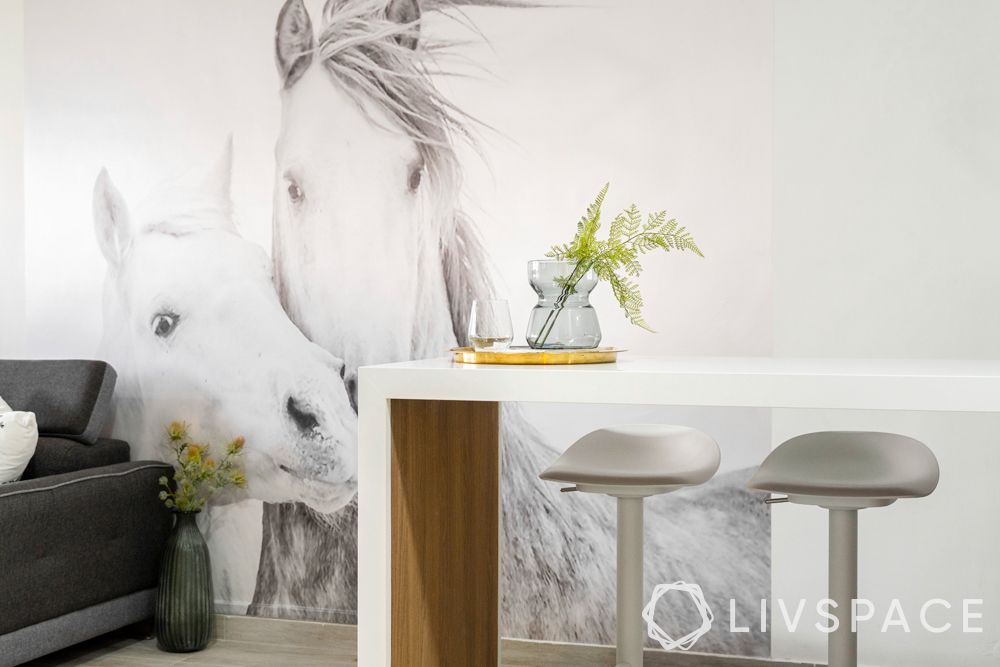 resale-3-room-HDB-design-kitchen-dining-counter-horse-wallpaper