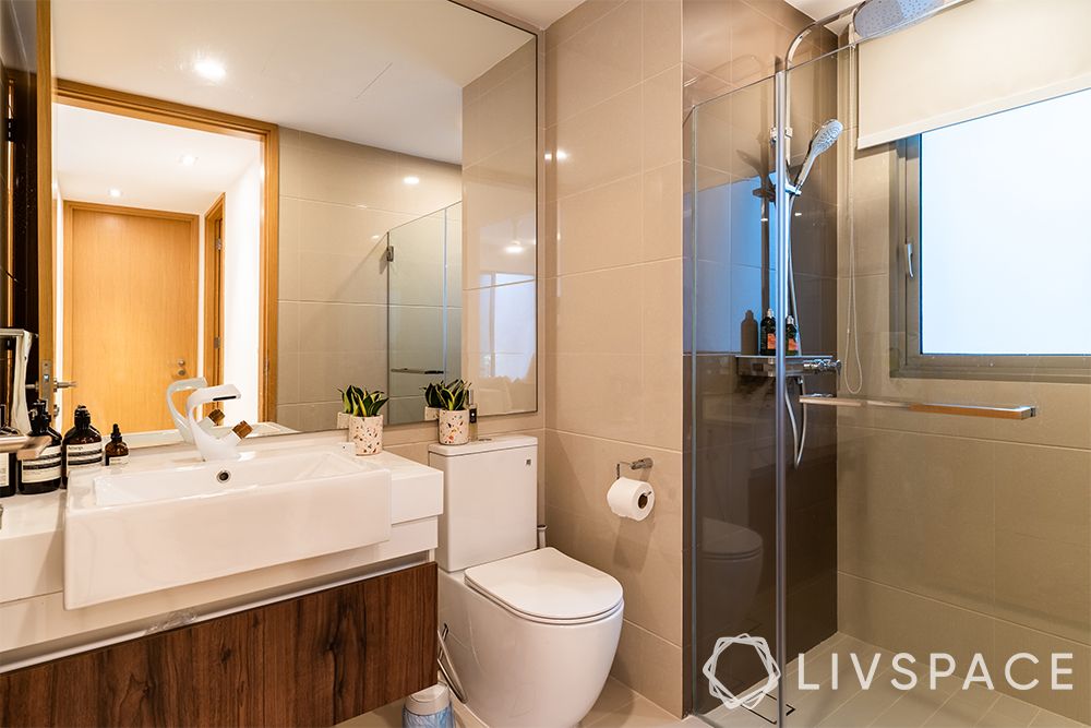 small-condo-interior-design-common-toilet-beige-brown-walls-wooden-vanity-unit