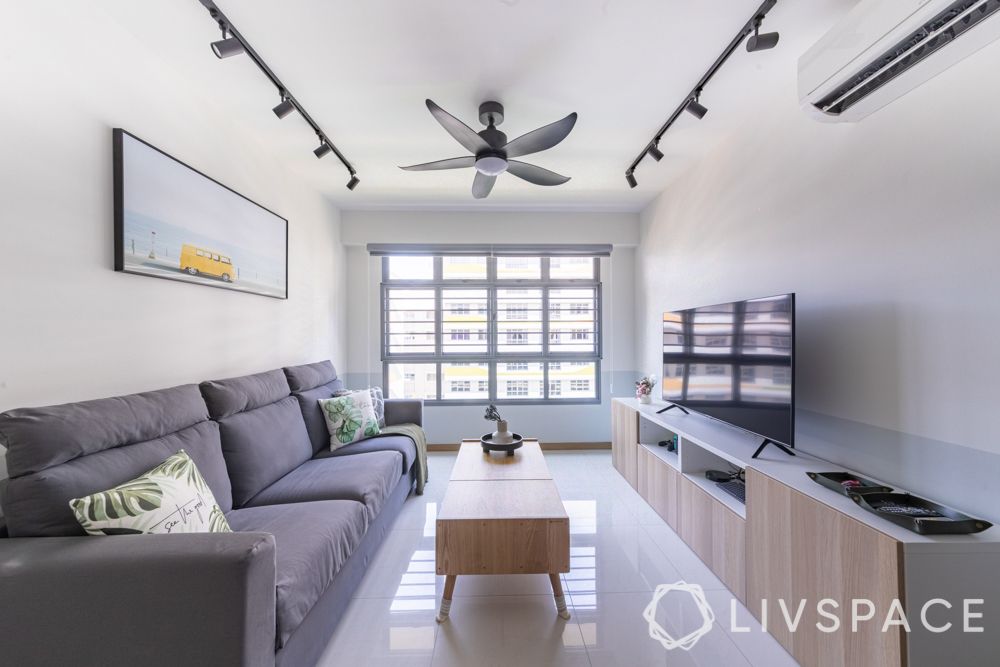 4-room-hdb-renovation-living-room-grey-sofa-light-wooden-coffe-table-TV-console