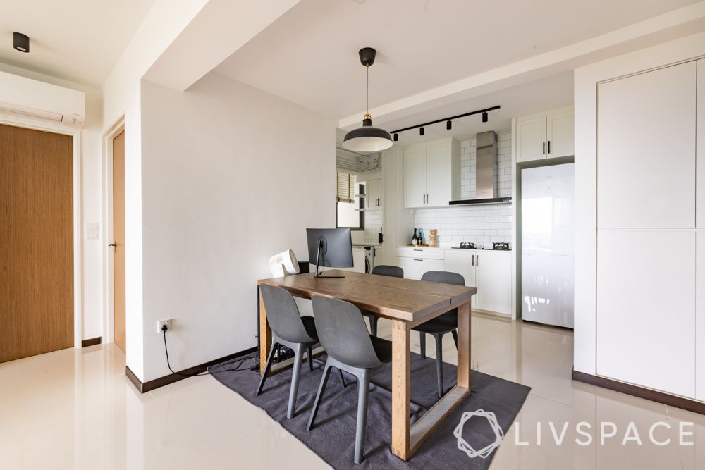 small-apartment-design-dining-room-grey-chairs-wooden-dining-table