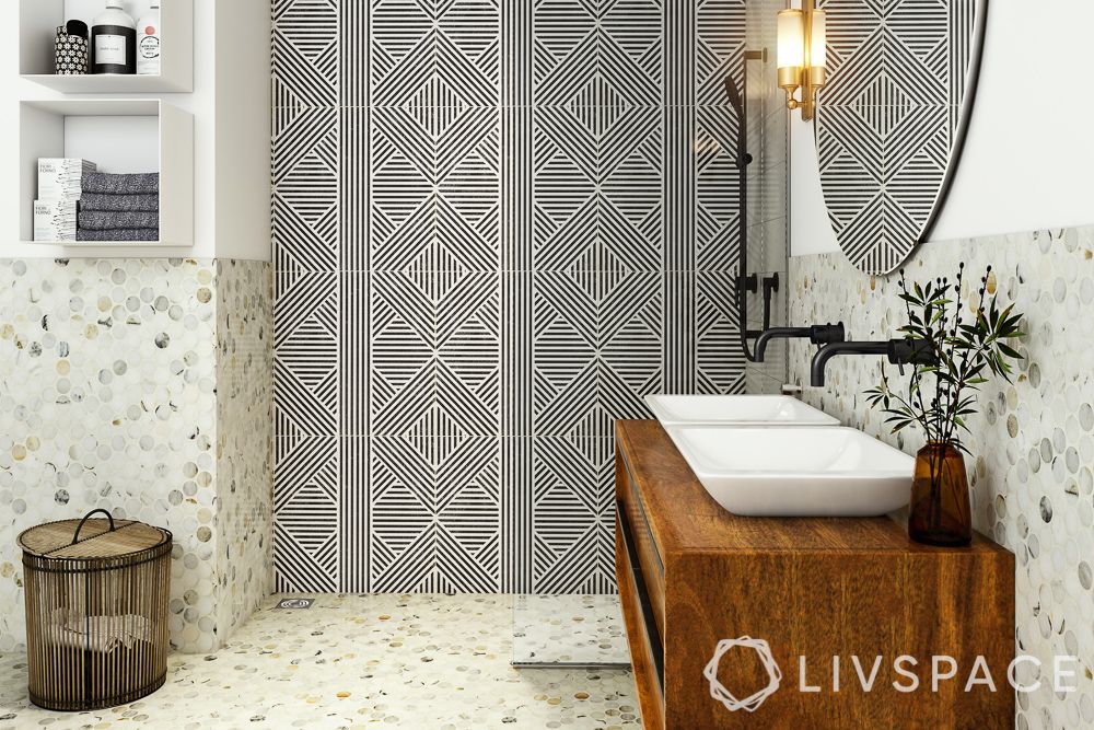 toilet-tiles-black-and-white-feature-wall-terrazzo-flooring