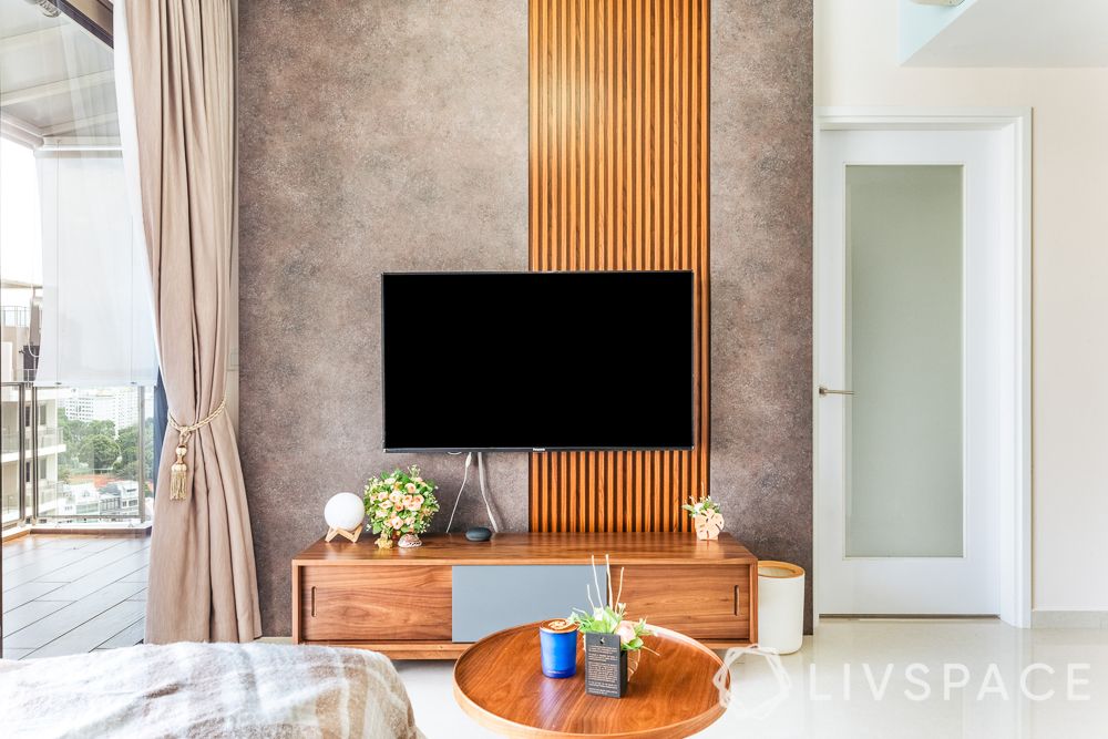 best-wall-paint-Singapore-wooden-panelling-tv-unit-textured-wall