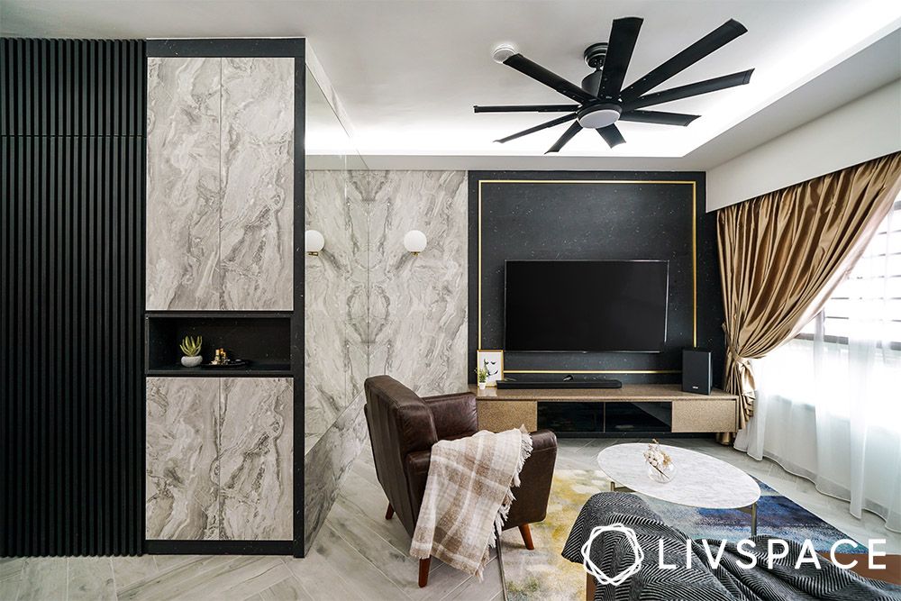 3-room-HDB-flat-layout-with-grey-and-black-living-room-and-tv-unit