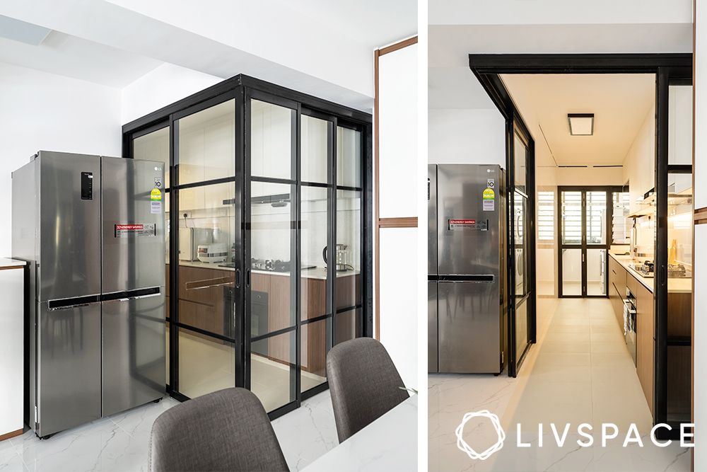 3-room-hdb-kitchen-design-with-glass-doors-and-steel-fridge