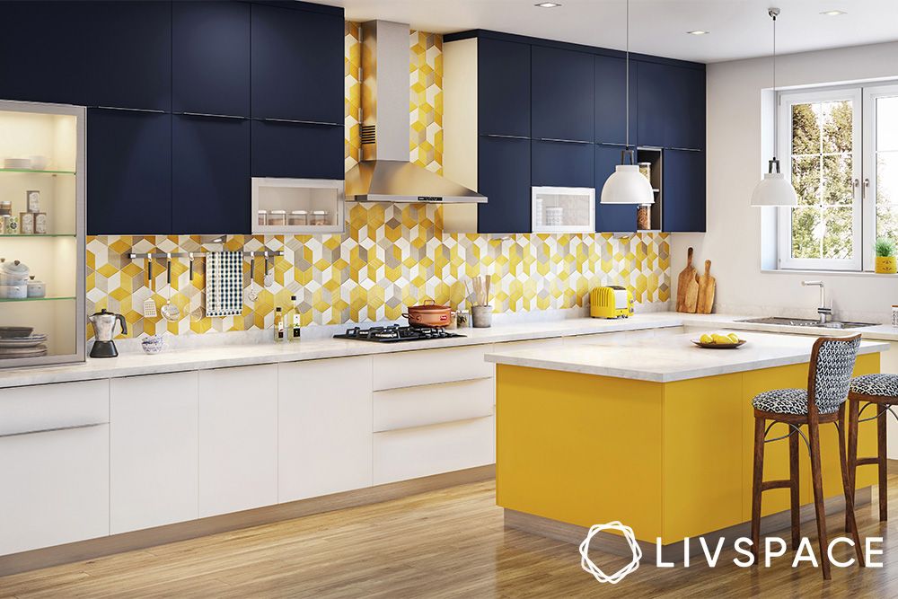 yellow-coloured-kitchen-island-design