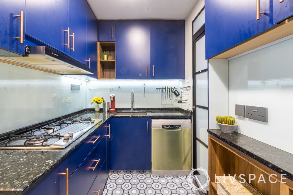 eclectic-style-kitchen-with-blue-cabinets