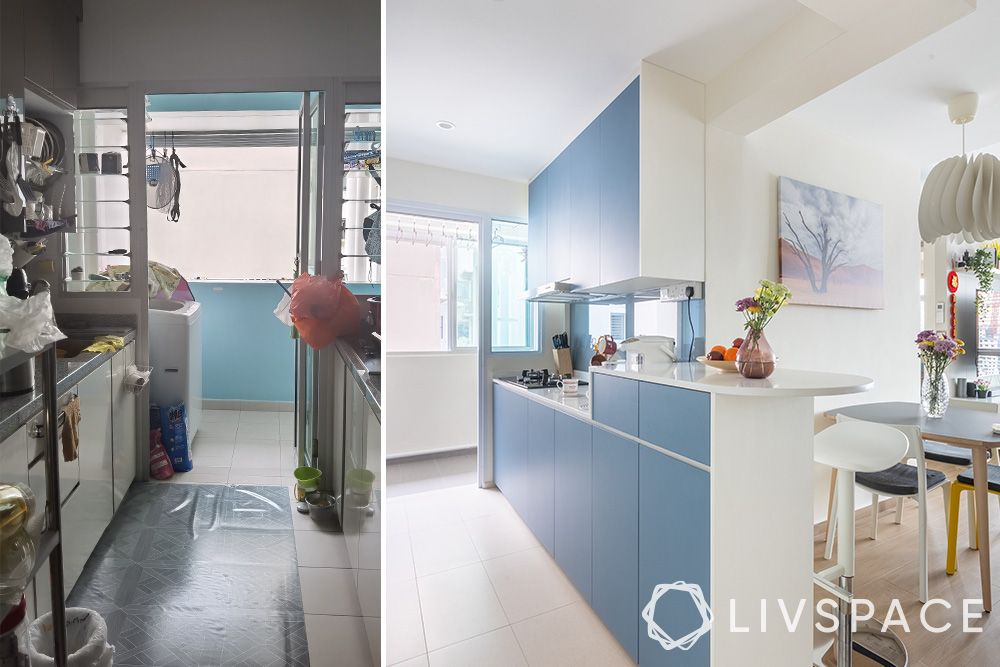 before-after-pastel-blue-kitchen-with-breakfast-counter