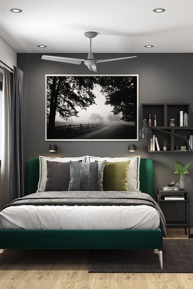 grey-bedroom-ideas-with-shelves-artwork