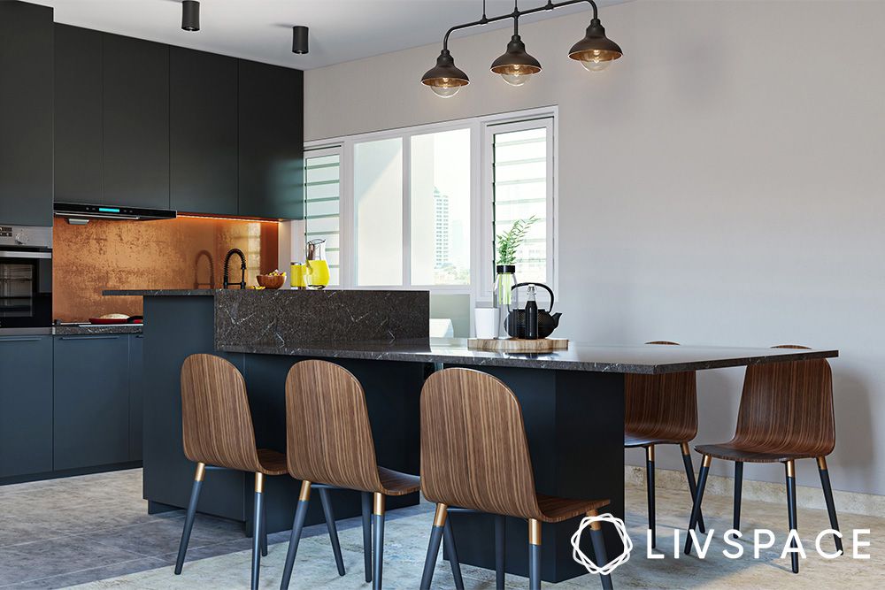 black-and-brown-kitchen-island-with-dining-table