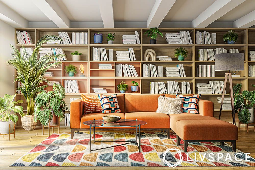 mid-century-modern-interior-design-living-room-with-bookshelf