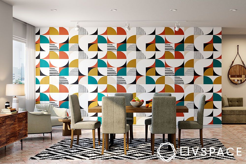 dining-room-with-patterned-wall