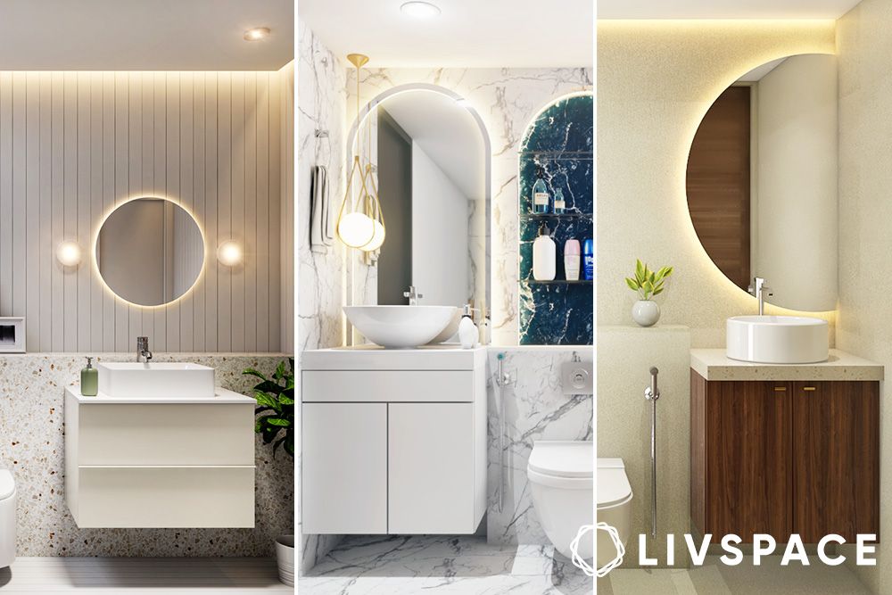 Bathroom mirror with alexa outlet