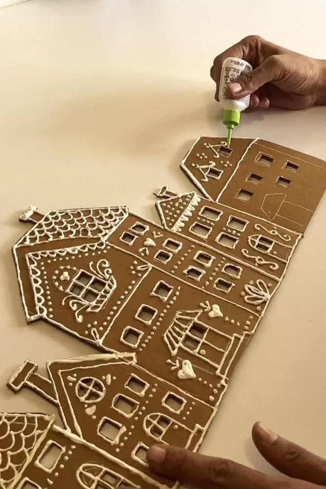 christmas decor in the form of cardboard towns