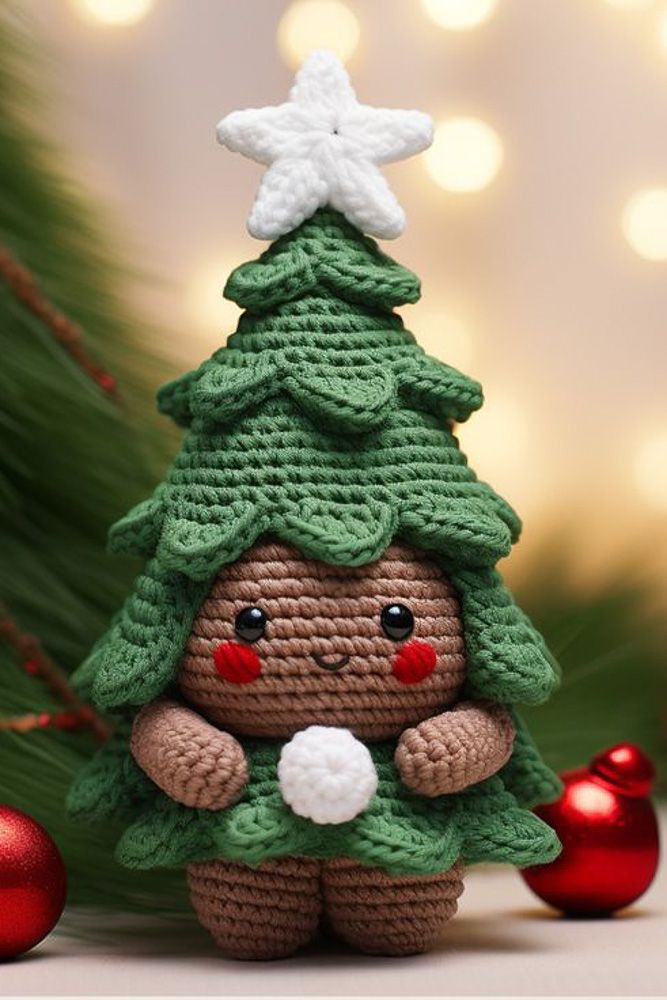 Crocheted tree as Christmas ornaments