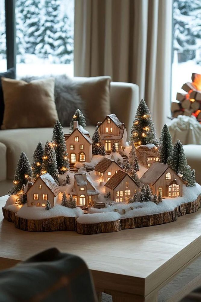 DIY Xmas light town made of cardboard or paper