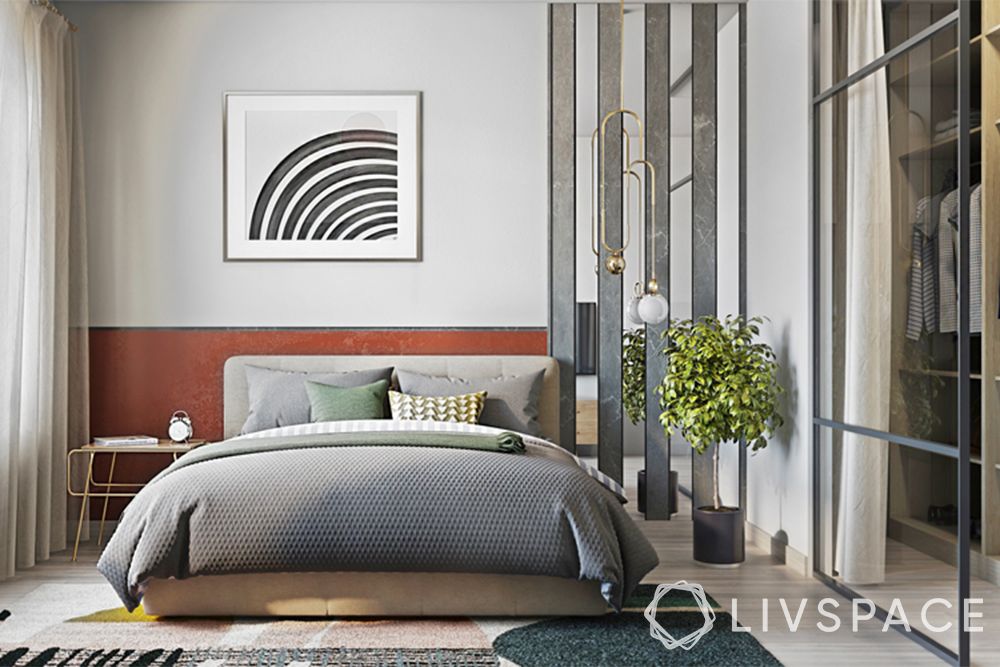 wall-art-grey-bed-abstract-carpet-plant
